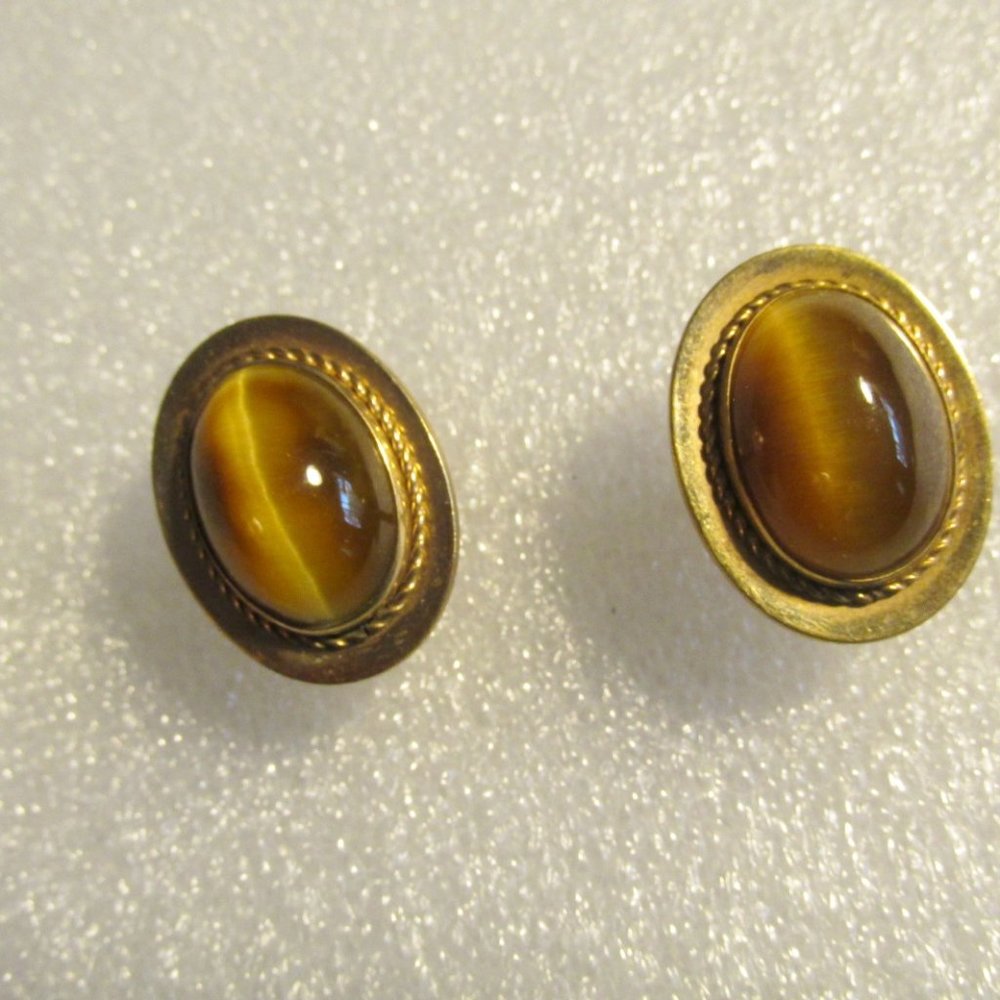 Vintage "Tiger Eye" Cufflinks 12k GF by Destino